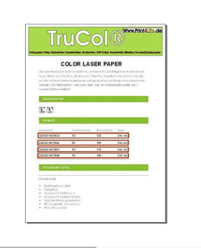 Print4Life 100 Blatt 175g /m² DIN A4 glänzendes Profi Laser/Farblaser Fotopapier von Print4Life