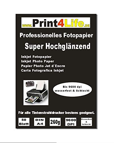 Print4Life P4L – 100 Blatt DIN A4 Super Glossy Fotopapier 260g/m² Print4Life P4L – 100 Blatt DIN A4 Super Glossy Fotopapier 260g/m² von Print4Life