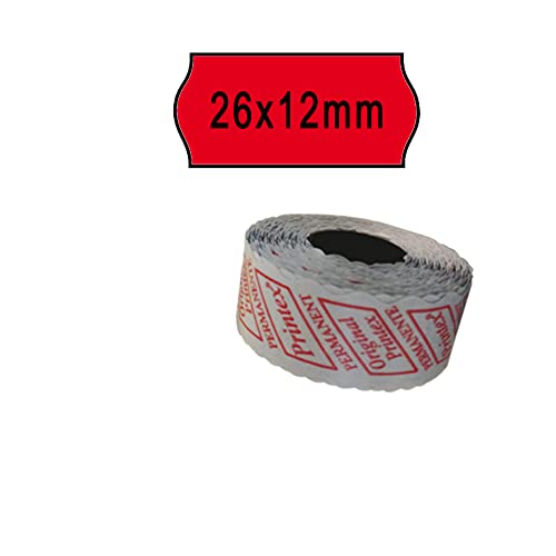 Packung mit 10 Rollen 1000 Etiketten 26 x 12 mm rote Welle Printex Packung mit 10 Rollen 1000 Etiketten 26 x 12 mm rote Welle Printex von Printex