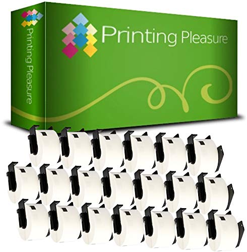 20 x DK11208 Adressetiketten kompatibel für Brother P-Touch QL-500 QL-570 QL-700 QL-720NW QL-800 QL-810W QL-820NWB QL-1100 QL-1110NWB | 38mm x 90mm | 400 Stück | Thermopapier mit Kunststoffhalter von Printing Pleasure