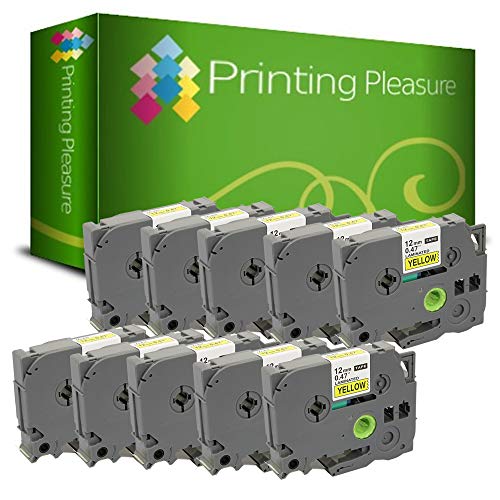 Printing Pleasure 10 x TZe-631 TZ-631 Schwarz auf Gelb, Schriftband kompatibel für Brother P-Touch | 12mm x 8m von Printing Pleasure
