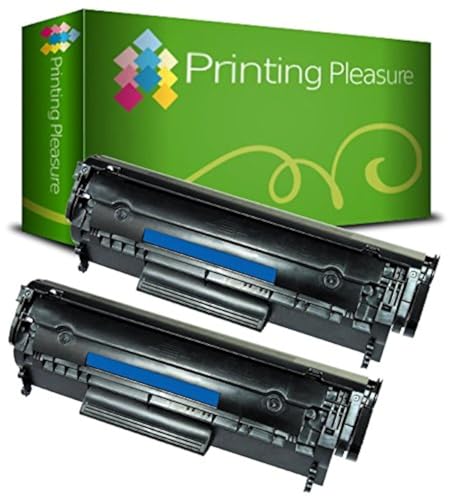 Printing Pleasure 2 Toner kompatibel zu Q2612A FX-10 703 für HP LaserJet 1010 1012 1015 1018 1020 1022 1022n 3010 3015 3020 3030 3050 3055 M1005 M1319f Canon LBP2900 LBP2900i - Schwarz, hohe Kapazität von Printing Pleasure