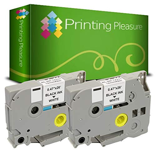 Printing Pleasure 2 x TZe-231 TZ-231 Schwarz auf Weiß, Schriftband kompatibel für Brother P-Touch | 12mm x 8m von Printing Pleasure