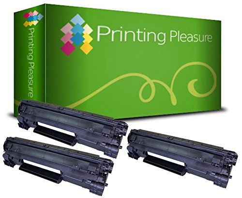 Printing Pleasure 3 Toner kompatibel zu CB435A 35A für HP Laserjet P1005 P1006 P1007 P1008 P1009 - Schwarz, hohe Kapazität von Printing Pleasure