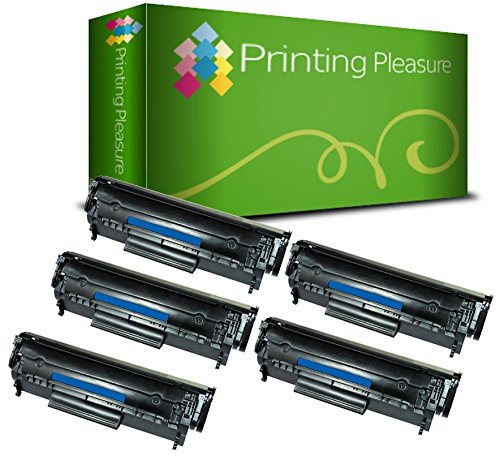 Printing Pleasure 5 Toner kompatibel zu Q2612A FX-10 703 für HP LaserJet 1010 1012 1015 1018 1020 1022 1022n 3010 3015 3020 3030 3050 3055 M1005 M1319f Canon LBP2900 LBP2900i - Schwarz, hohe Kapazität von Printing Pleasure