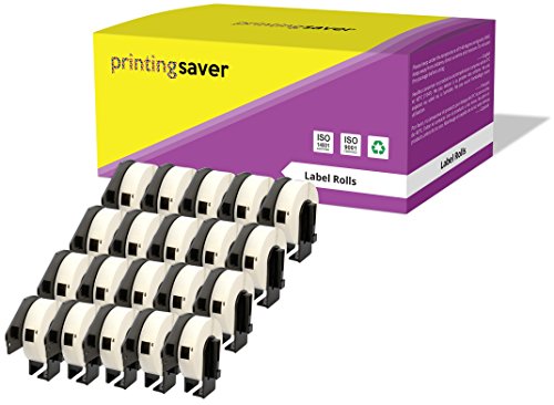 20x DK-11204 17 x 54 mm Etiketten (400 Stück/Rolle) kompatibel für P-Touch QL-1050 QL-1060N QL-1110NWB QL-1100 QL-500 QL-500A QL-500BW QL-570 QL-580 QL-700 QL-710W QL-800 QL-810W QL-820NWB von Printing Saver