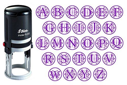 Benutzerdefinierte A-Z Alphabet Stamp in Violet Ink-Monogramm Runde Stempel Selbst Farbwerk Initial Stamp SHINY Mini Stamper 20 mm von Printtoo