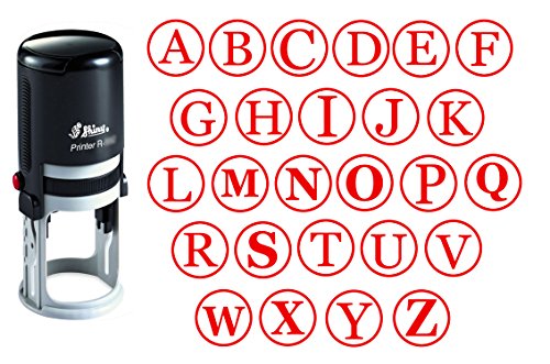 Benutzerdefinierte A-Z Alphabet Stamp in der roten Tinte Monogramm Runde Stempel Selbst Farbwerk Initial Stamp SHINY Mini Stamper 20 mm von Printtoo