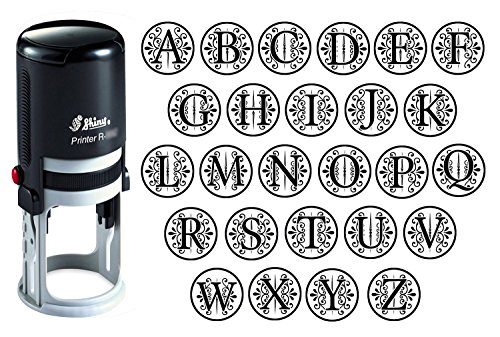 Benutzerdefinierte AZ Alphabet Stamp in schwarzer Tinte Monogramm Runde Stempel Selbst Farbwerk Initial Stamp SHINY Mini Stamper 20 mm von Printtoo