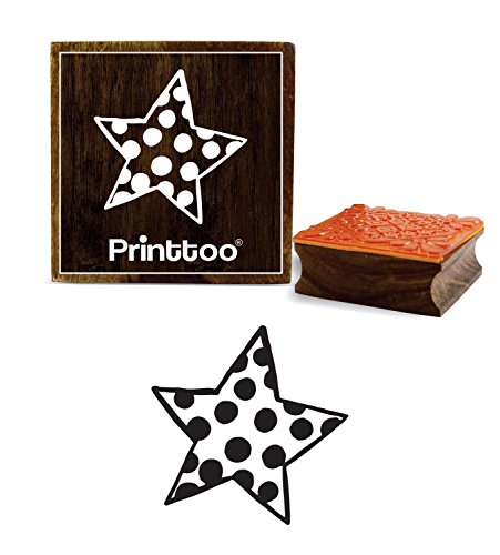 Printtoo Crafting Square Star mit Polka Dot Muster aus Holz Stempel Block-4 x 4 Zoll von Printtoo