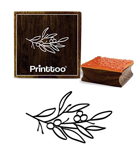 Printtoo Tagebuch-Karte Olivenzweig mit Blaettern Design Brown Holz Stempel-3 x 3 Zoll von Printtoo