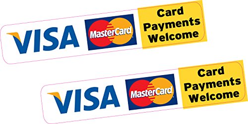 2 x Aufkleber für Kreditkarten mit Aufschrift "Card Payments Welcome" (in englischer Sprache), bedrucktes Vinyl, für Geschäft, Taxi, Visa und MasterCard von Printwhizz Ltd