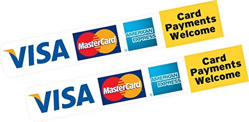 2 x Karte Payments Welcome Credit Card Visa MasterCard AMEX Aufkleber gedruckt Vinyl Shop Taxi Business von Printwhizz Ltd