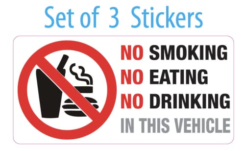 3 x Aufkleber mit der Aufschrift "Kein Rauchen Trinken Essen in diesem Fahrzeug", Vinyl, Taxi von Printwhizz Ltd