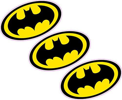 3 x Batman Logo 80 mmx46 mm Wappen Vinyl Aufkleber Wand Auto Laptop Superheld Comic Book von Printwhizz Ltd