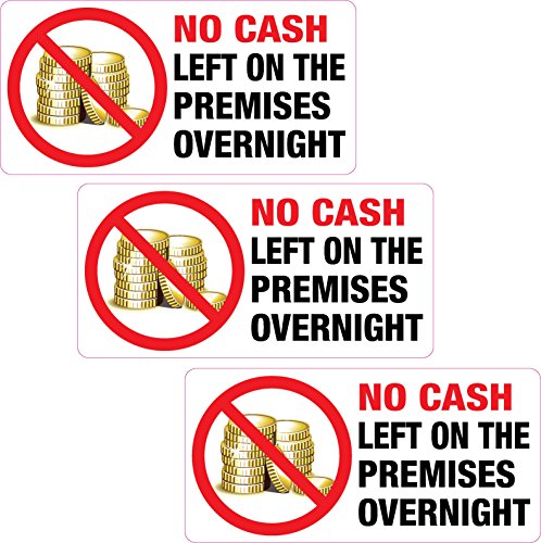 3 x No Cash links auf das Gebäude über Nacht Aufkleber Bedruckte Vinyl Label Shop Club von Printwhizz Ltd