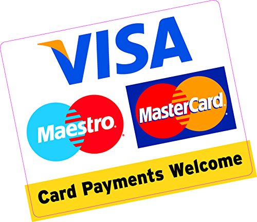 Card Payments Welcome, großer rechteckiger Aufkleber, 150x120mm, Vinyl-Sticker für Geschäfte, Taxi, etc. von Printwhizz Ltd