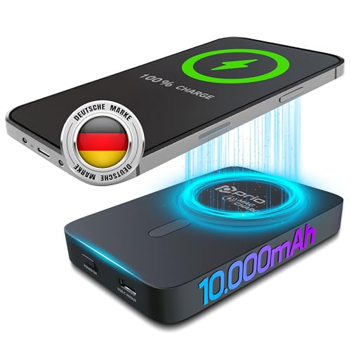 Prio® Powerbank MagSafe | 10.000 mAh | Powerbank kabellos mit 15 W Wireless Charging – Powerbank iPhone MagSafe mit USB-C 20 W | Powerbank magnetisch für iPhone 11–16 Pro & Handys Anderer Hersteller von Prio