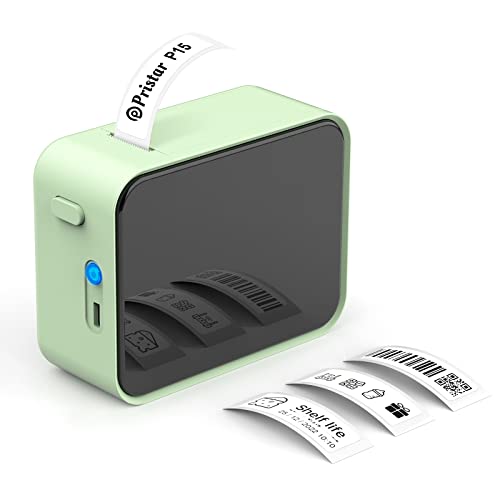 Pristar P15 Etikettiergerät Bluetooth Beschriftungsgerät Selbstklebend Wiederaufladbar Etikettendrucker, Labeldrucker für iOS&Android, Geeignet für Zuhause Schule Büro, Grün von Pristar