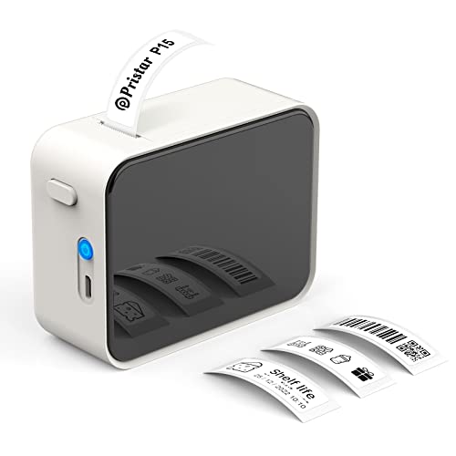 Pristar P15 Etikettiergerät Bluetooth Beschriftungsgerät Selbstklebend Wiederaufladbar Etikettendrucker, Labeldrucker für iOS&Android, Geeignet für Zuhause Schule Büro, Weiß von Pristar