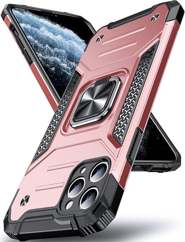 Pritify Armor Schutzhülle für iPhone 11 Pro, mit Ständer und erhöhter Kamera, militärische Qualität, verstärkter Metallring, unterstützt magnetische Autohalterung, Roségold Pritify Armor Schutzhülle für iPhone 11 Pro, mit Ständer und erhöhter Kamera, militärische Qualität, verstärkter Metallring, unterstützt magnetische Autohalterung, Roségold von Pritify