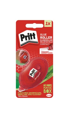 Pritt Kleberoller Compact, permanent, 10m Länge, sofortige Klebekraft, für Papier, Pappe, Fotos, Glas und Kunststoff, 9H ZCGPB von Pritt