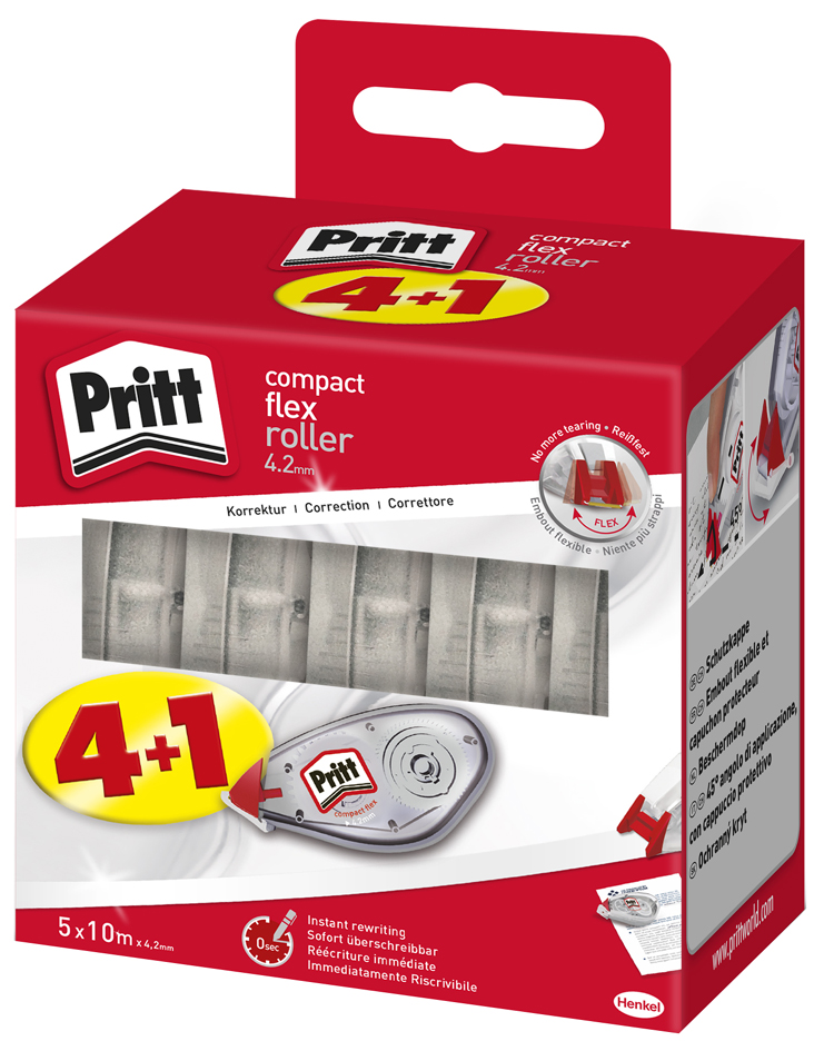 Pritt Korrekturroller Compact Flex, 4,2 mm x 10 m, 4+1 Promo von Pritt