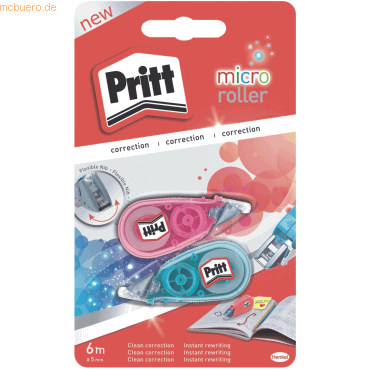 Pritt Korrekturroller Micro Roller 6m x 5mm pink und blau VE=2 Stück von Pritt