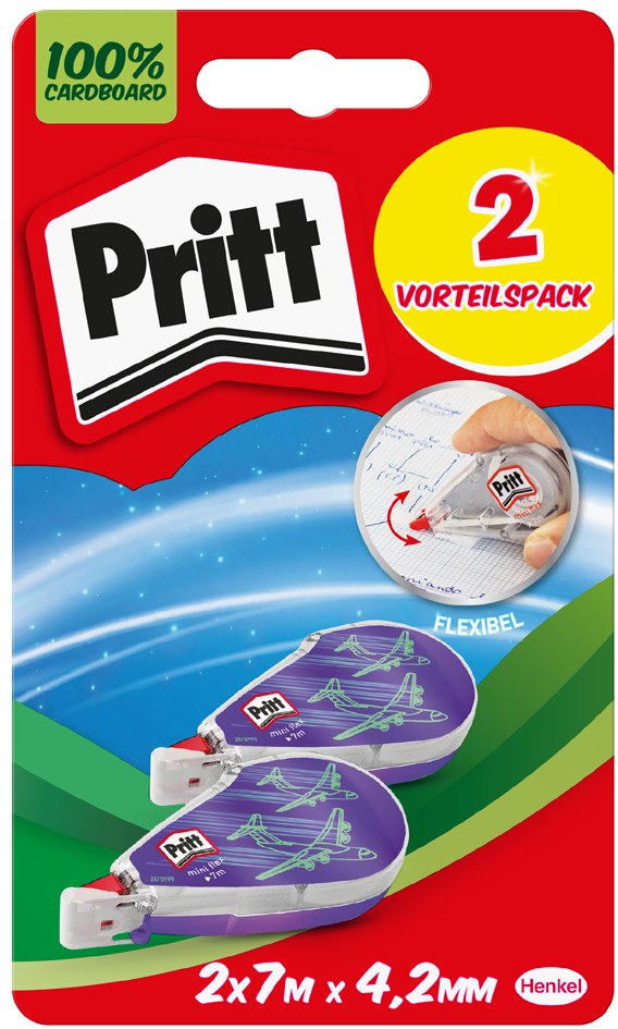 Pritt Korrekturroller Mini Flex, 4,2 mm x 7 m, 2er Blister von Pritt