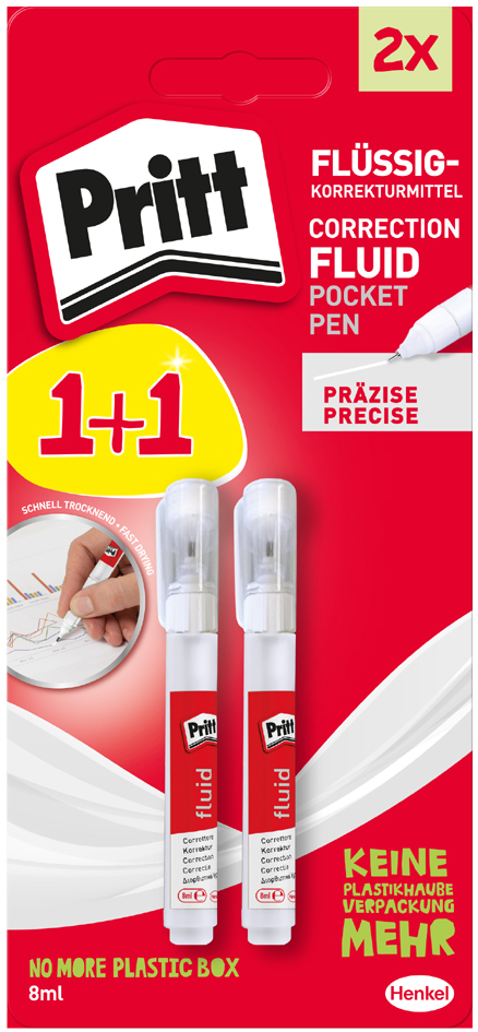 Pritt Korrekturstift Pocket Pen Fluid, 2er Blisterkarte von Pritt