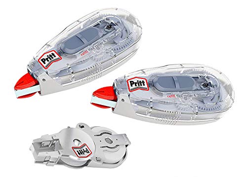 Pritt Korrekturroller Refill Flex Midway mit flexibler Spitze, Push & Pull Funktion, nachfüllbar, sofort überschreibbar, Set mit 2 nachfüllbaren Rollern und 1 Refill von Pritt