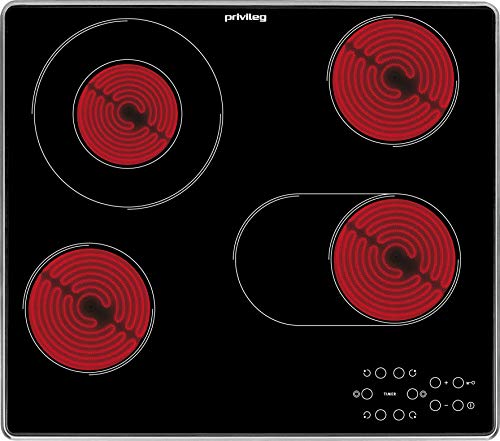 Privileg PCTAC 6042 IN Glaskeramik-Kochfeld / 60 cm/Zweikreis-Zone/Bräter-Zone/Kindersicherung/Timer mit Abschaltautomatik/Restwärmeanzeige von Privileg