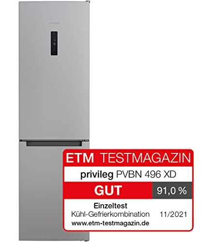 Privileg PVBN 496 XD Kühl-Gefrier-Kombination /Total NoFrost /367L Gesamtnutzinhalt/104 L Gefrieren/203 kWh Strom/Jahr /Push&GO – extra Cooling-Funktion/FreshSpace+ – längere Frische für Obst von Privileg