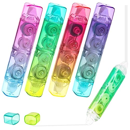 Prmape 4 Stück Doppelkopf 2 in 1 Pocket Korrekturroller und Klebeband Klebebandroller 5mm * 4m Mini Korrekturroller Mini korrekturbänder Roller für Studenten Kinder, im Büro Arbeitendes, Sammelalbum von Prmape