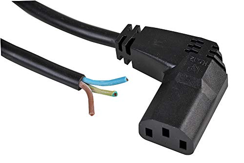 Pro Elec PE01042 Netzkabel, rechtwinklig, IEC C13 Buchse auf Enden, 3 m, Schwarz von Pro Elec