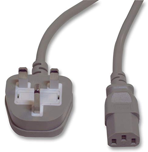 Pro Elec PE01070 Netzkabel, 10 A, UK-Stecker auf IEC C13, 2 m, Grau von Pro Elec
