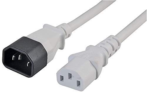 Pro Elec PE01111 Netzkabel, IEC-Stecker auf IEC-Buchse, 2 m, Weiß von Pro Elec