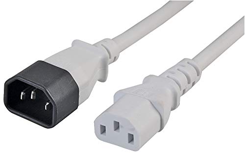 Pro Elec PE01113 Netzkabel (IEC-Stecker auf IEC-Buchse, 5 m) Weiß von PRO-ELEC