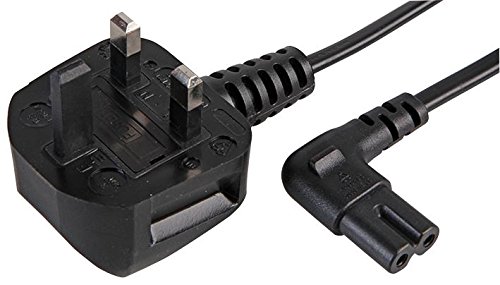 Pro Elec PEL00519 Netzkabel, UK-Stecker auf rechtwinklige Figur 8 (C7), 3 m, Schwarz von PRO-ELEC