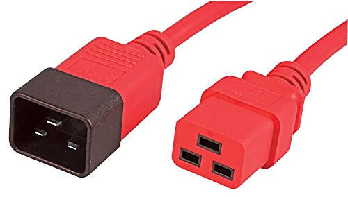 Pro Elec PELR0047 IEC Stecker C20 auf Buchse C19 Verlängerungskabel, rot, 1 m, 16 A, 250 V von Pro Elec