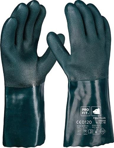 Pro Fit Chemikalienschutzhandschuh Pirat Gr.10 grün PVC EN388,EN ISO374-1 von Pro Fit