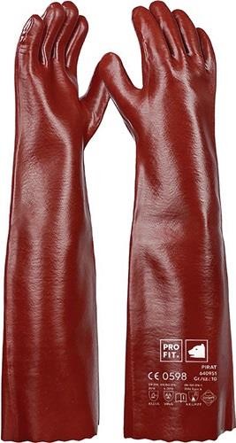 Pro Fit Chemikalienschutzhandschuh Pirat Gr.10 rotbraun PVC EN388,EN ISO374-1 von Pro Fit