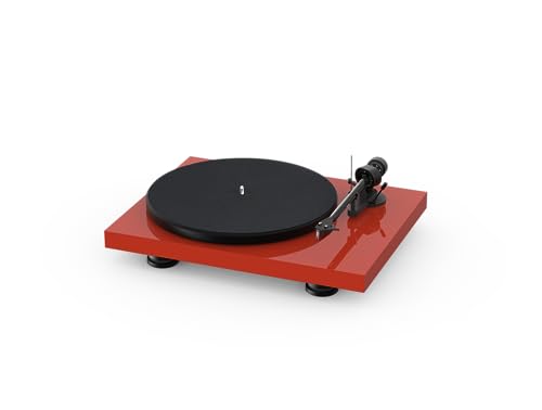 Pro-Ject Debut Carbon EVO, Audiophiler Plattenspieler mit Carbon Tonarm, elektronischer Geschwindigkeitsumschaltung und vormontiertem 2M Red Tonabnehmer (Hochglanz Rot) von Pro-Ject Audio Systems