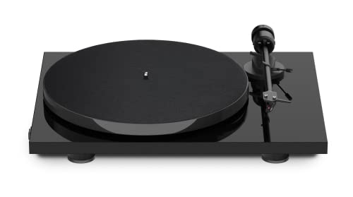 Pro-Ject E1, Plug & Play Einsteiger Plattenspieler mit elektronischer Geschwindigkeitsumschaltung, Auflagekraft und Anti-Skating voreingestellt (Om5e, Schwarz) von Pro-Ject Audio Systems