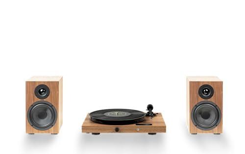 Pro-Ject Juke Box E1 HiFi Set, Audiophiles Plattenspielersystem mit Lautsprechern, BT Streaming, Line Input, Fernbedienung (Walnuss) von Pro-Ject Audio Systems