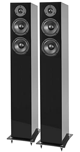 Pro-Ject Speaker Box 10, 2-Wege Standlautsprecher mit höhenverstellbarer Lautsprecherbasis und Spikes, 1 Paar, Pianolack (Schwarz) von Pro-Ject Audio Systems