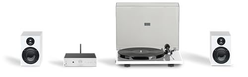 Pro-Ject Stereo Set E Phono, Einsteiger HiFi Stereo Phono Set mit Plattenspieler, Verstärker, Lautsprecher und Kabel (Silber/Weiß) von Pro-Ject Audio Systems