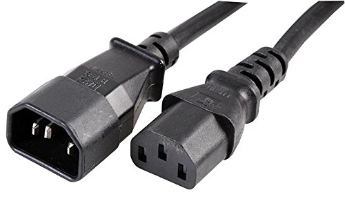 Pro Power PE01088 Verlängerungskabel, 10 A, IEC C14 Stecker auf IEC C13 Buchse, 2 m, Schwarz von Pro Power