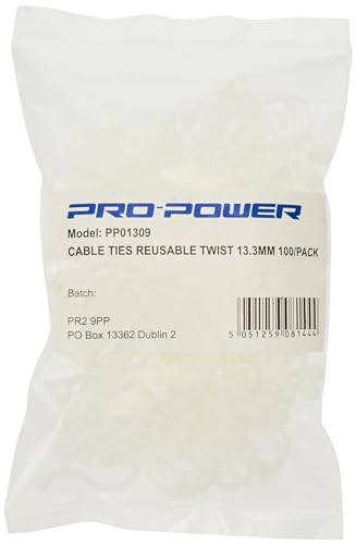 Pro Power RWTL-13 Twist Lock Kabelbinder, weiß, 13,3 mm Bündel Durchmesser, 100 Stück von Pro Power