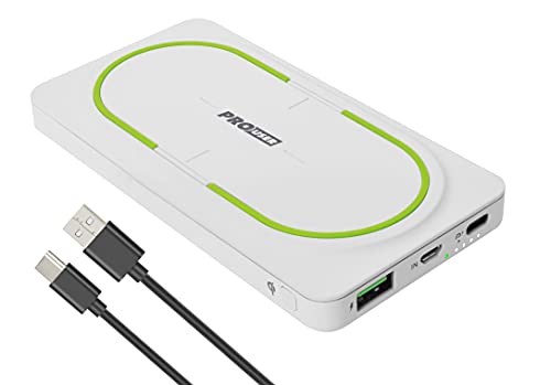 Pro User 2-in1-Powerbank 10000 mAh mit induktiver kabelloser QI Ladefunktion: futuristisches Design und kraftvolle Power, 15W, Kombination aus Ladestation und mobiler Powerbank von Pro User